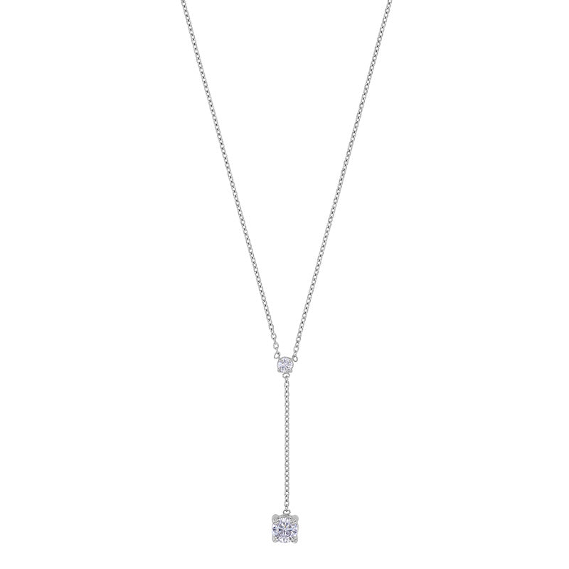 Feine Y-Kette mit einem kleinen weißen Zirkonanhänger