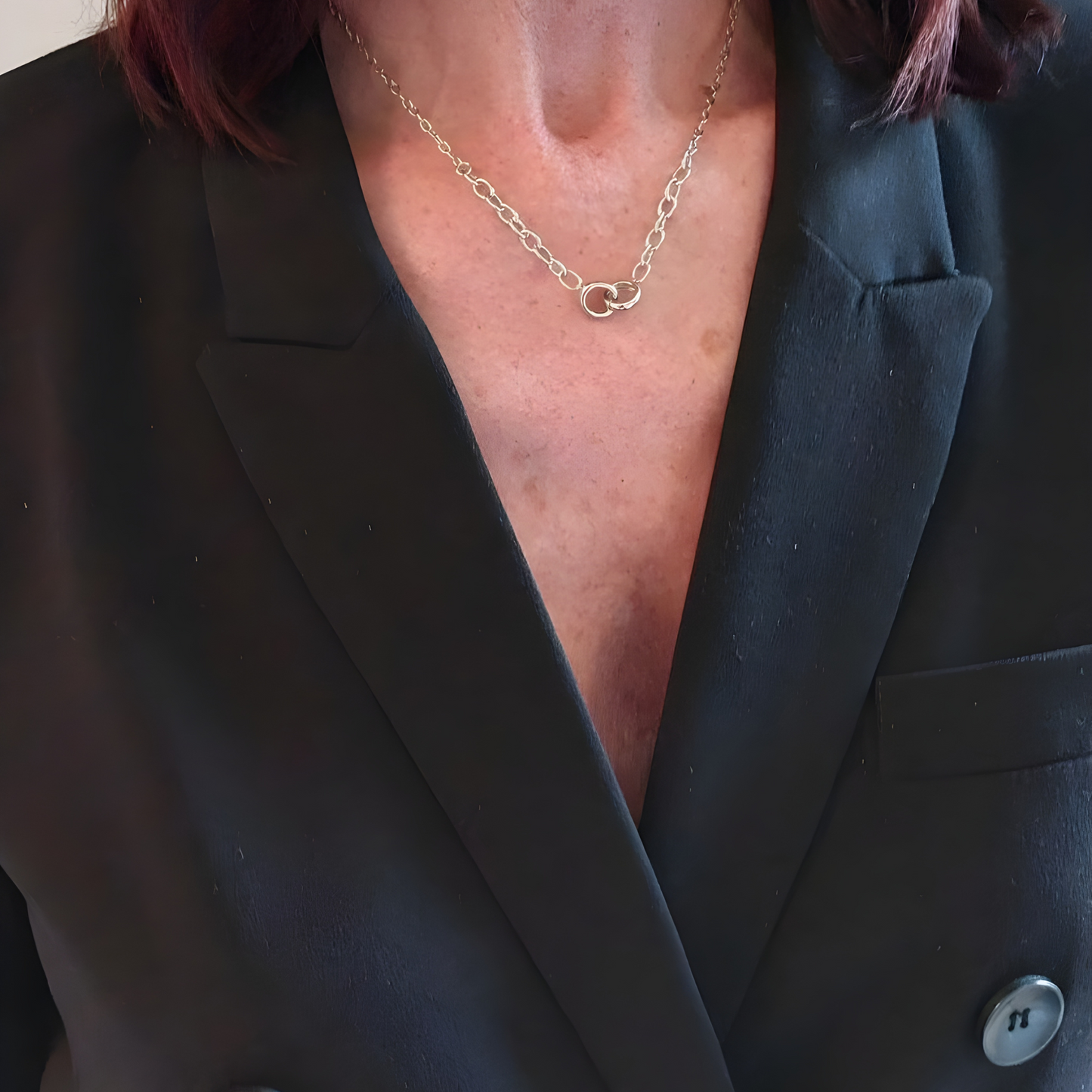 Kurze Kette 925 Sterlingsilber verlaufend mit kleinen Ringen
